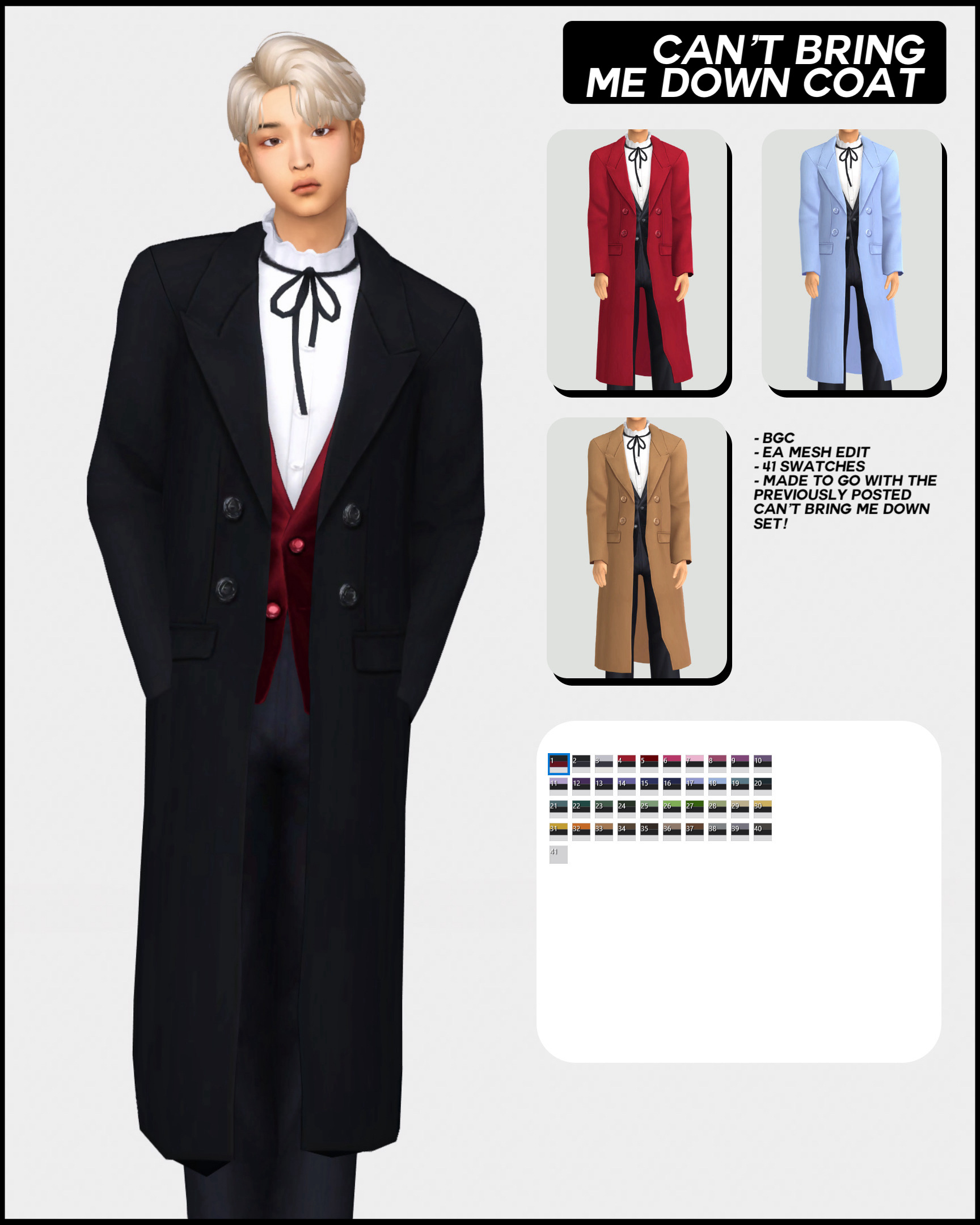 xiuminuwu - Cant Bring Me Down Coat для Симс 4. Скачать мод