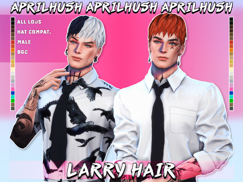 [aprilhush] Larry hair V1 для Симс 4. Скачать мод