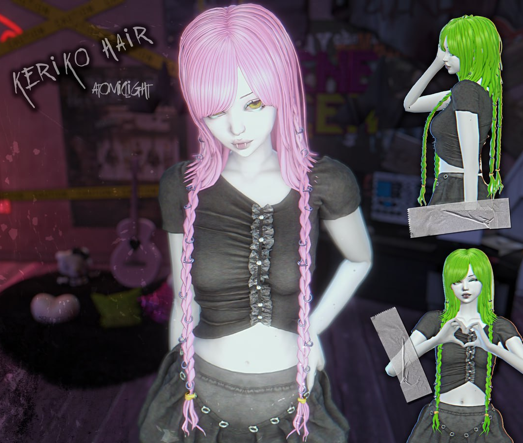 Atomiclight - Keriko Hair для Симс 4. Скачать мод