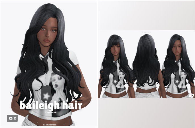 baileigh hair - kaycreame - V1 + V2 для Симс 4. Скачать мод