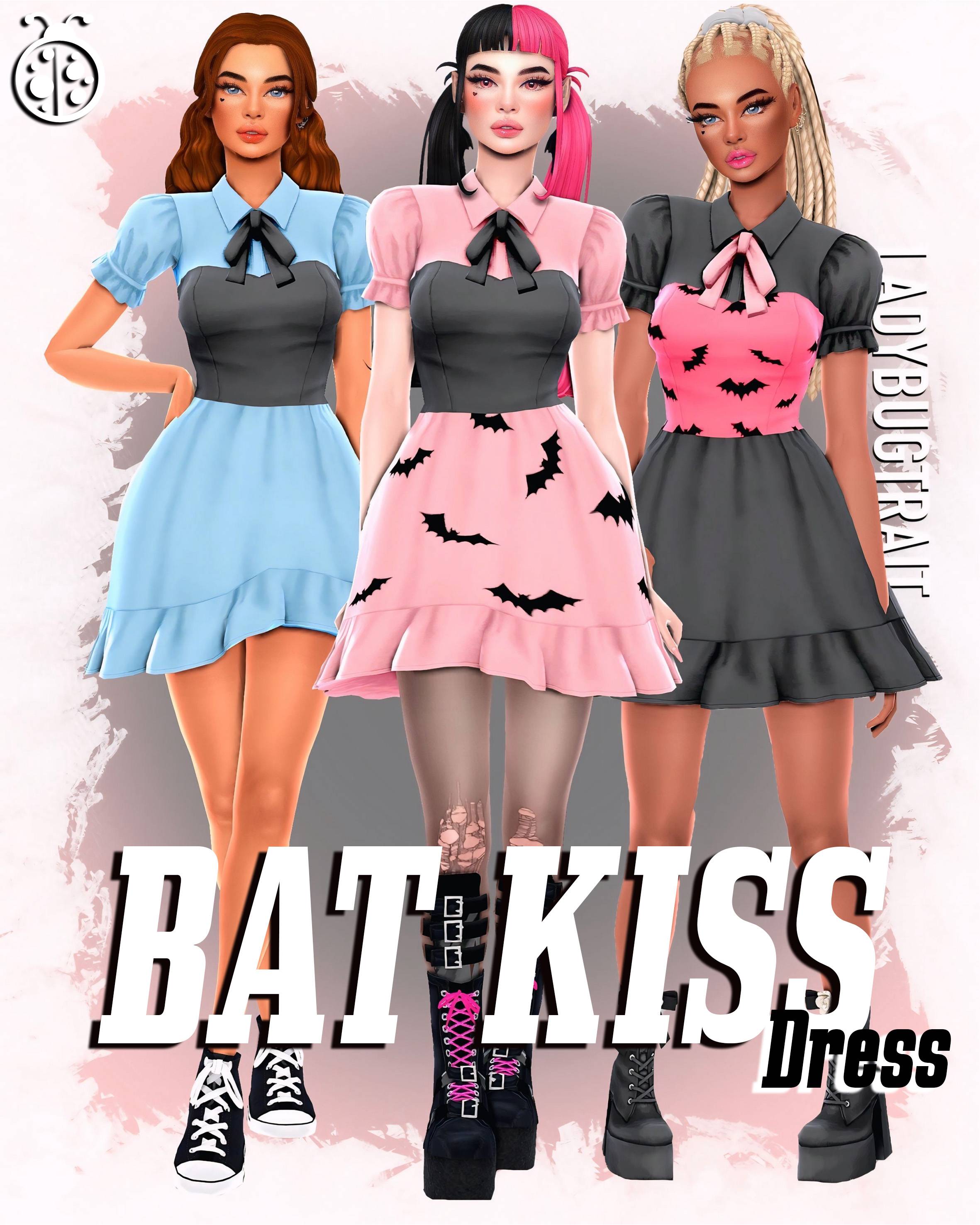🦇 Bat Kiss dress от Ladybugtrait🦇 для Симс 4. Скачать мод