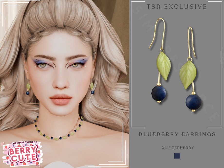Berry Cute - Blueberry Earrings by Glitterberryfly для Симс 4. Скачать мод