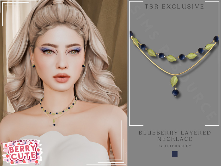 Blueberry Layered Necklace by Glitterberryfly для Симс 4. Скачать мод