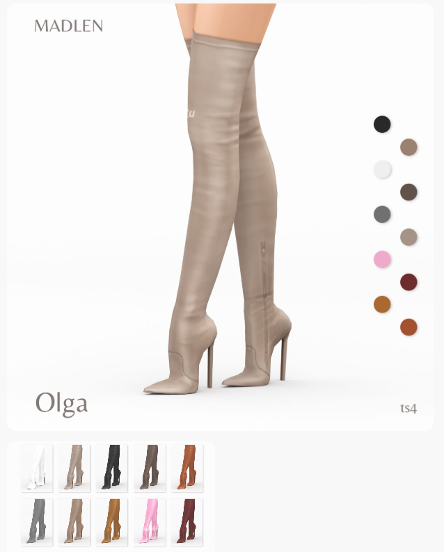 Ботфорты "Olga Boots"  Madlen, для Симс 4. Скачать мод