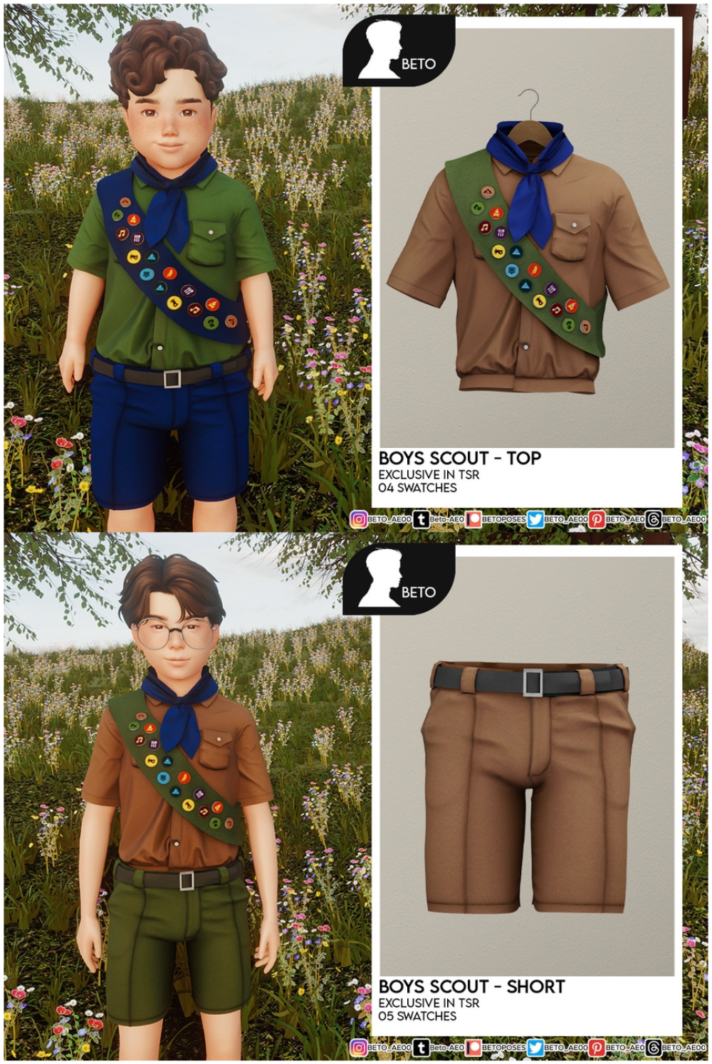 Boys Scout  ( Child Version + Toddler Version) by Beto для Симс 4. Скачать мод