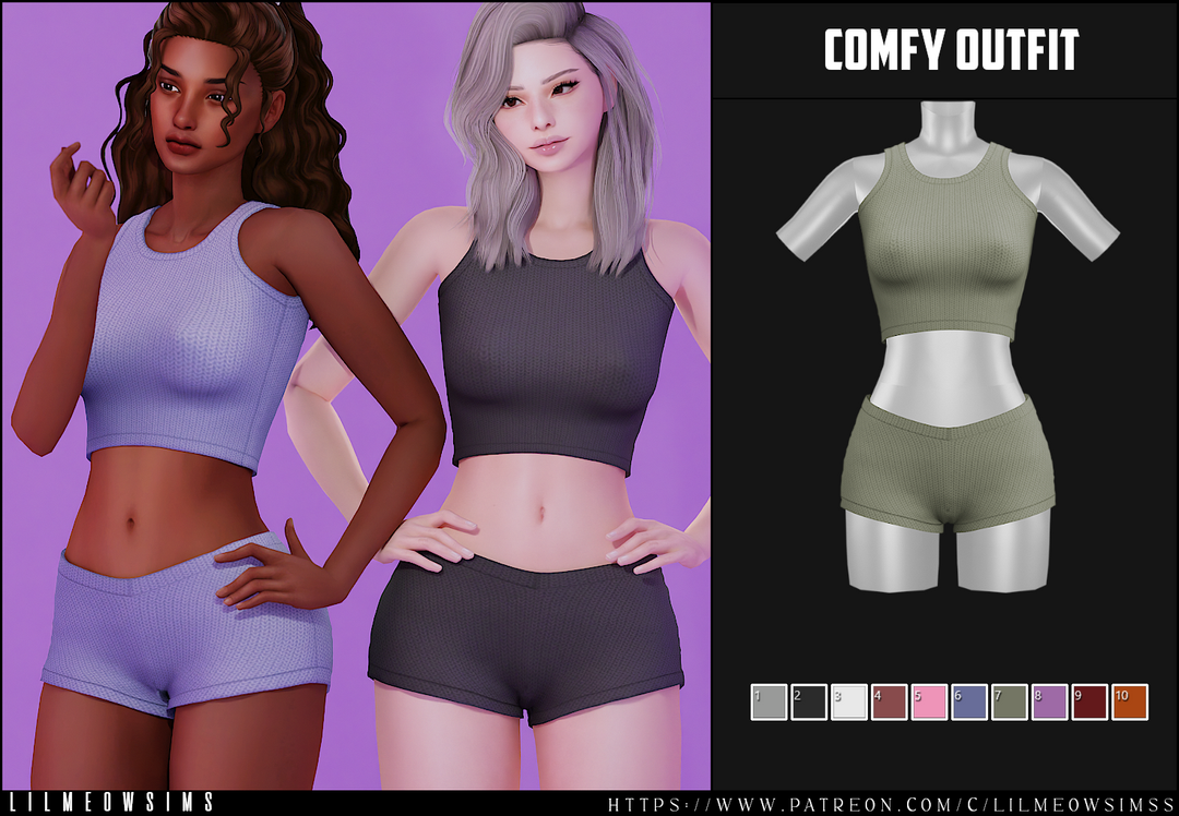 Comfy Sleep Outfit для Симс 4. Скачать мод