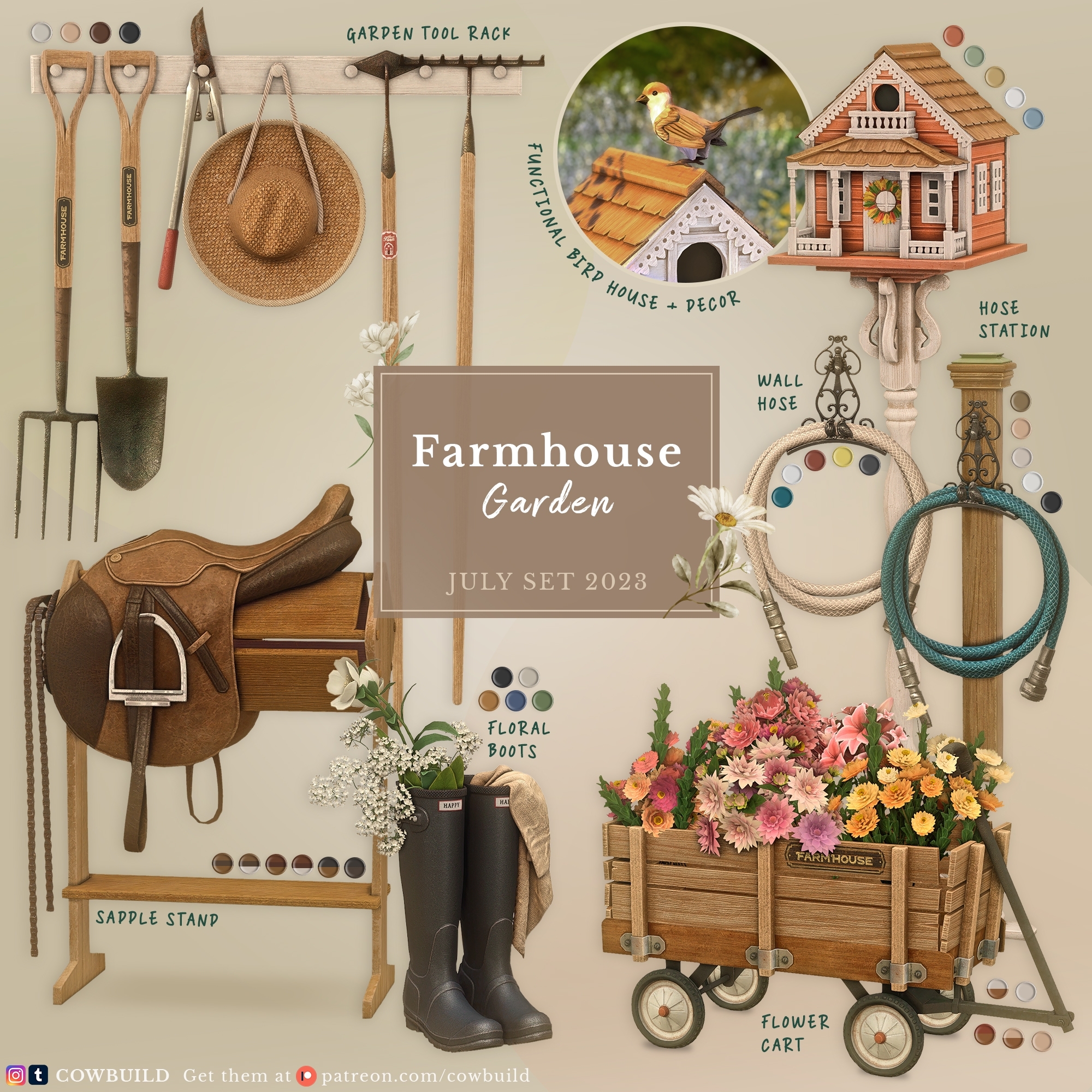 Cowbuild - July Set (3) - Farmhouse Garden для Симс 4. Скачать мод