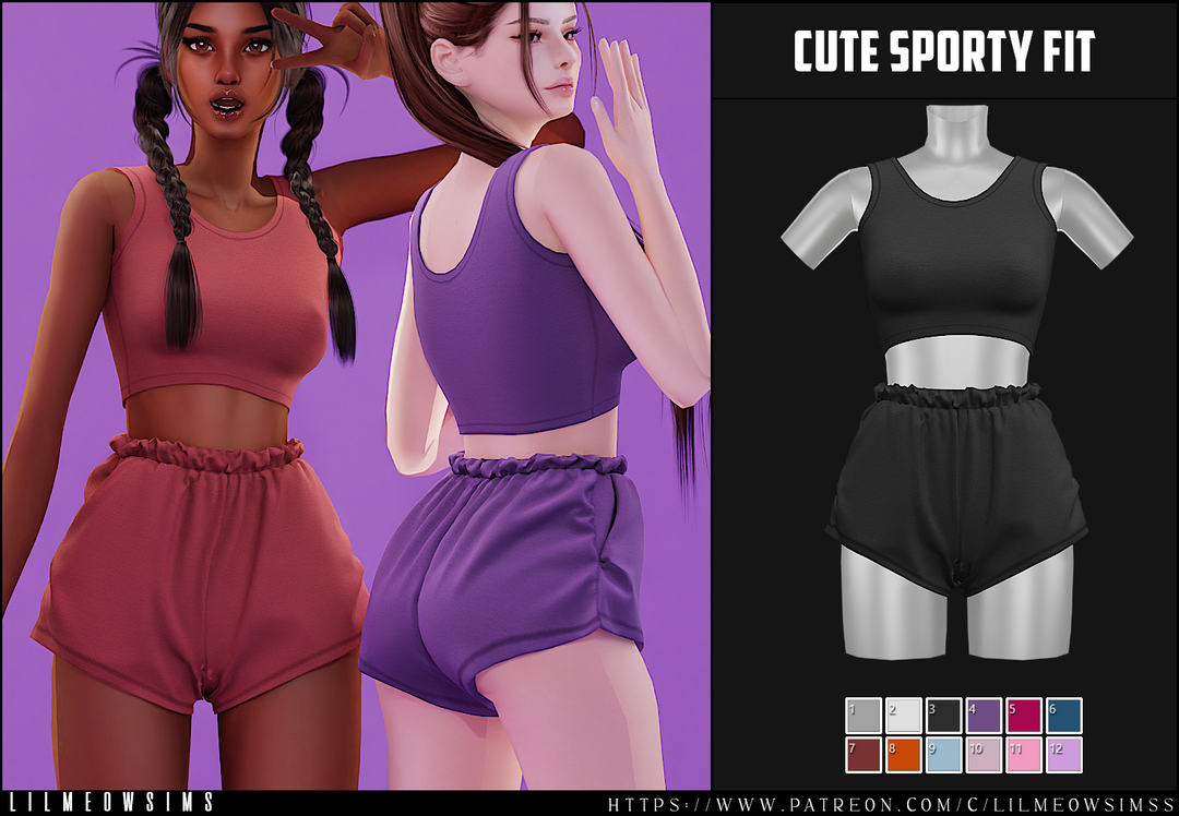Cute Sporty Outfit для Симс 4. Скачать мод