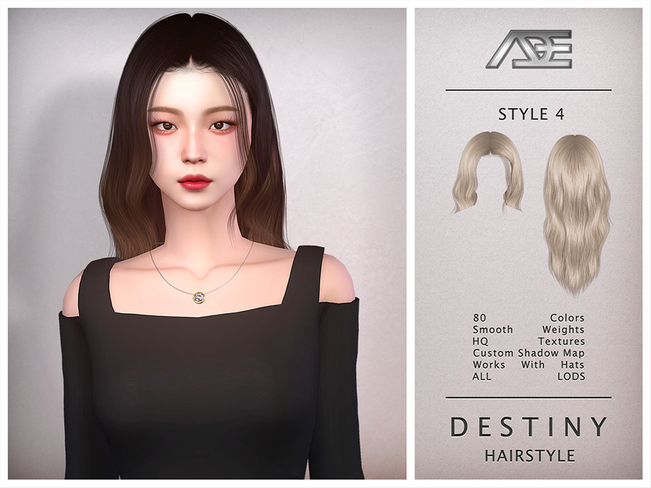 Destiny - Style 4 (Hairstyle) для Симс 4. Скачать мод
