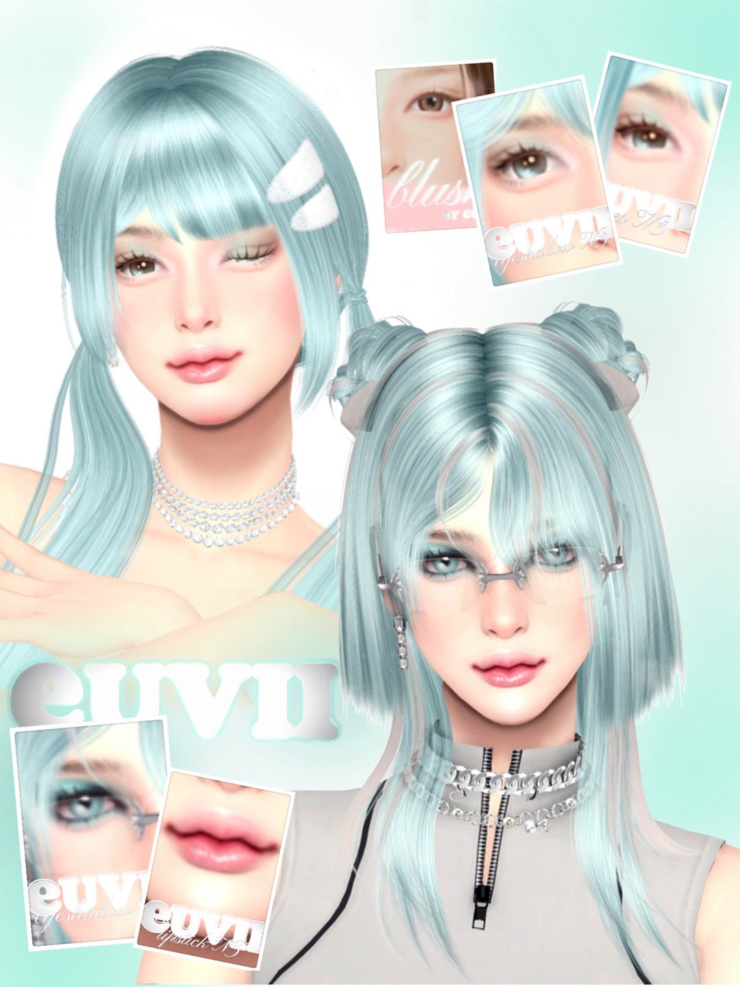 [euvii] mintcore makeup pack для Симс 4. Скачать мод