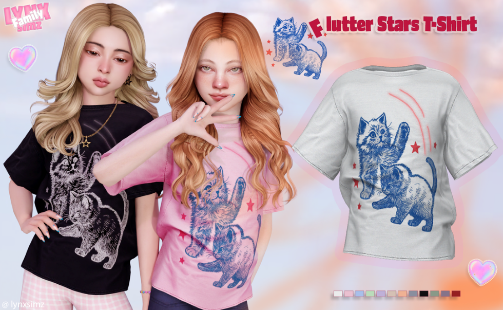 Футболка - Flutter Stars T-Shirt (Child) для Симс 4. Скачать мод