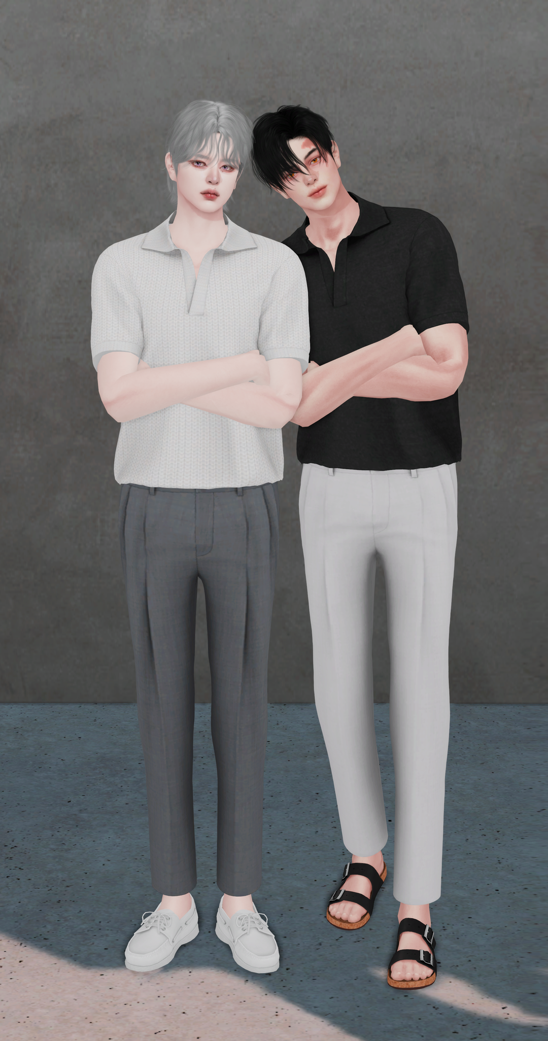Футболка и штаны - Collar t-shirt & Casual pant для Симс 4. Скачать мод