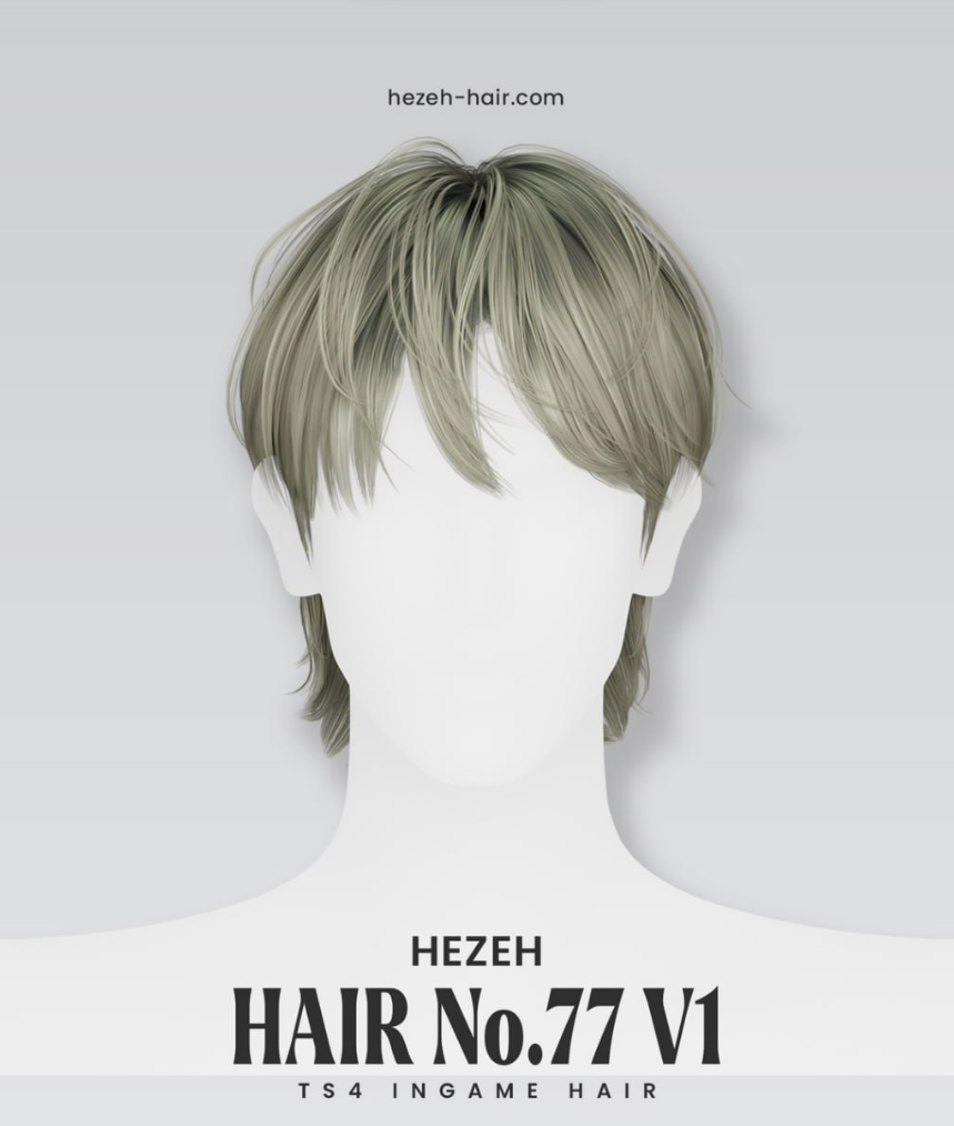 Hezeh - Hair No.77 V1 для Симс 4. Скачать мод