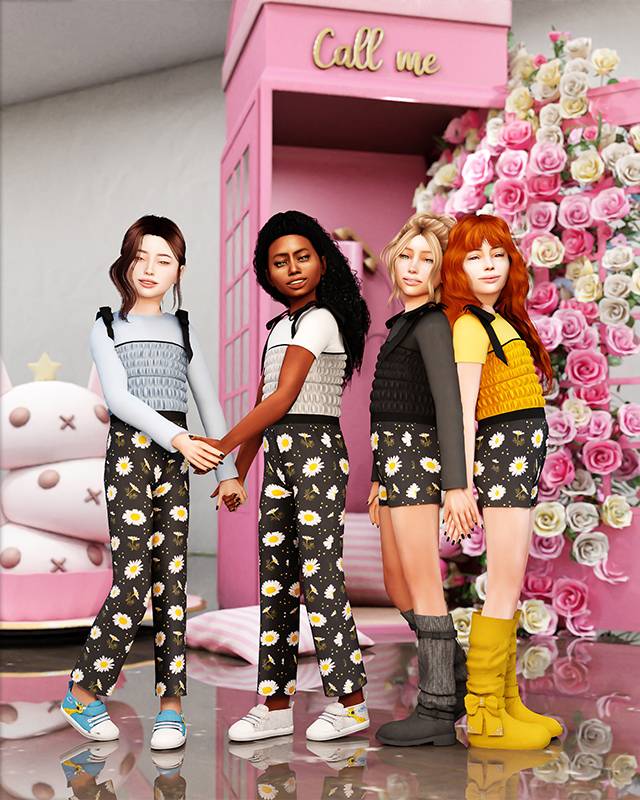 Jumpsuit for kids 4 versions - DAPHS для Симс 4. Скачать мод