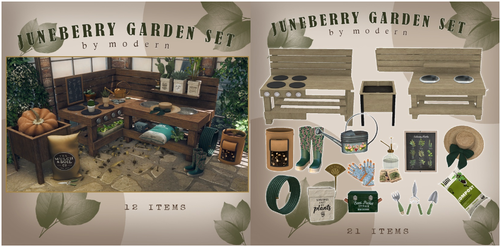 Juneberry Garden Set Ultra by Modern для Симс 4. Скачать мод