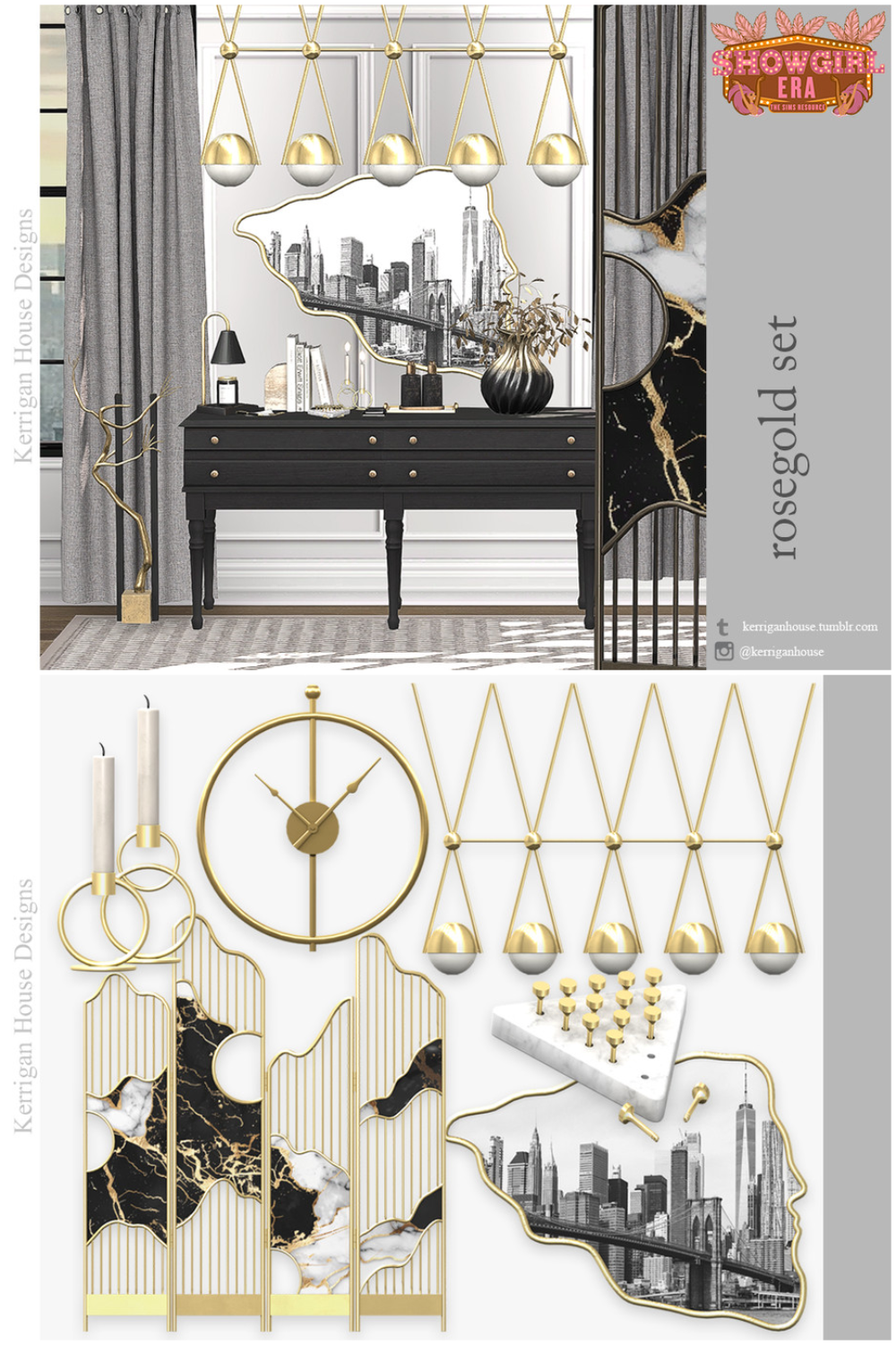 kerriganhouse - Rosegold Decor для Симс 4. Скачать мод