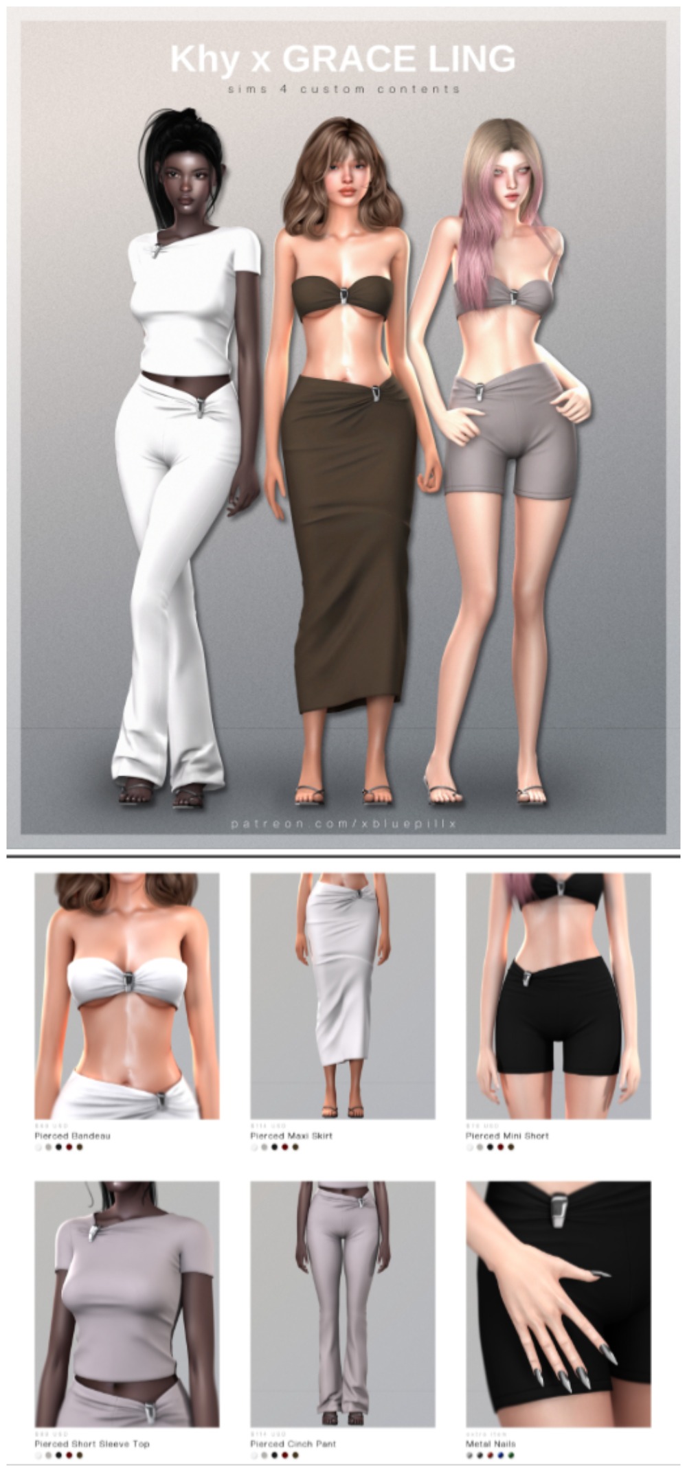 Khy x GRACE LING Collection BY xbluepillx для Симс 4. Скачать мод