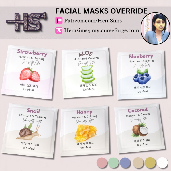 Korean Facial masks default override для Симс 4. Скачать мод