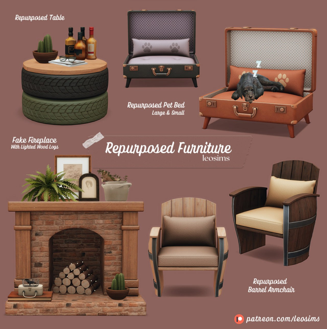 Leosims - Repurposed Furniture для Симс 4. Скачать мод