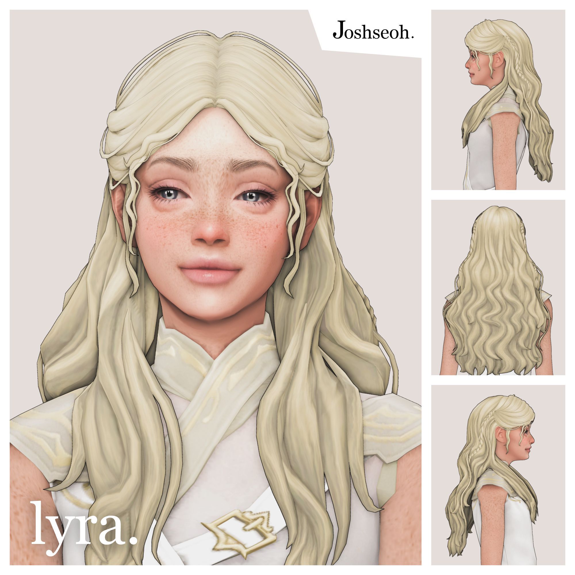 Lyra Hair  [JOSH JO_SE_OH] для Симс 4. Скачать мод
