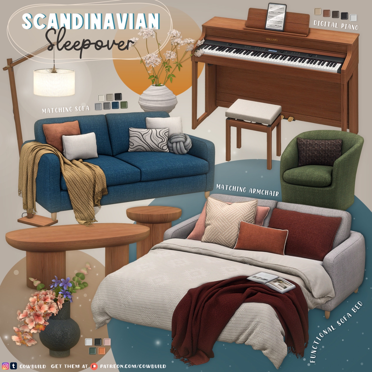 Мебель в спальню - Scandinavian Sleepover для Симс 4. Скачать мод