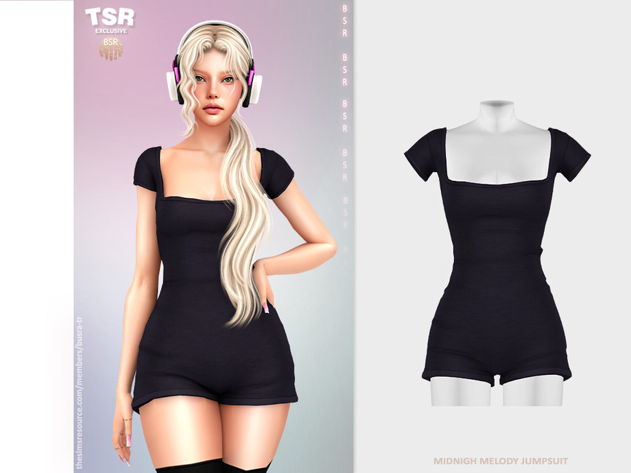 MIDNIGHT MELODY JUMPSUIT для Симс 4. Скачать мод