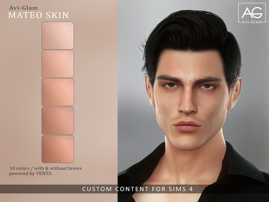 Мужской скинтон - Mateo Skin для Симс 4. Скачать мод