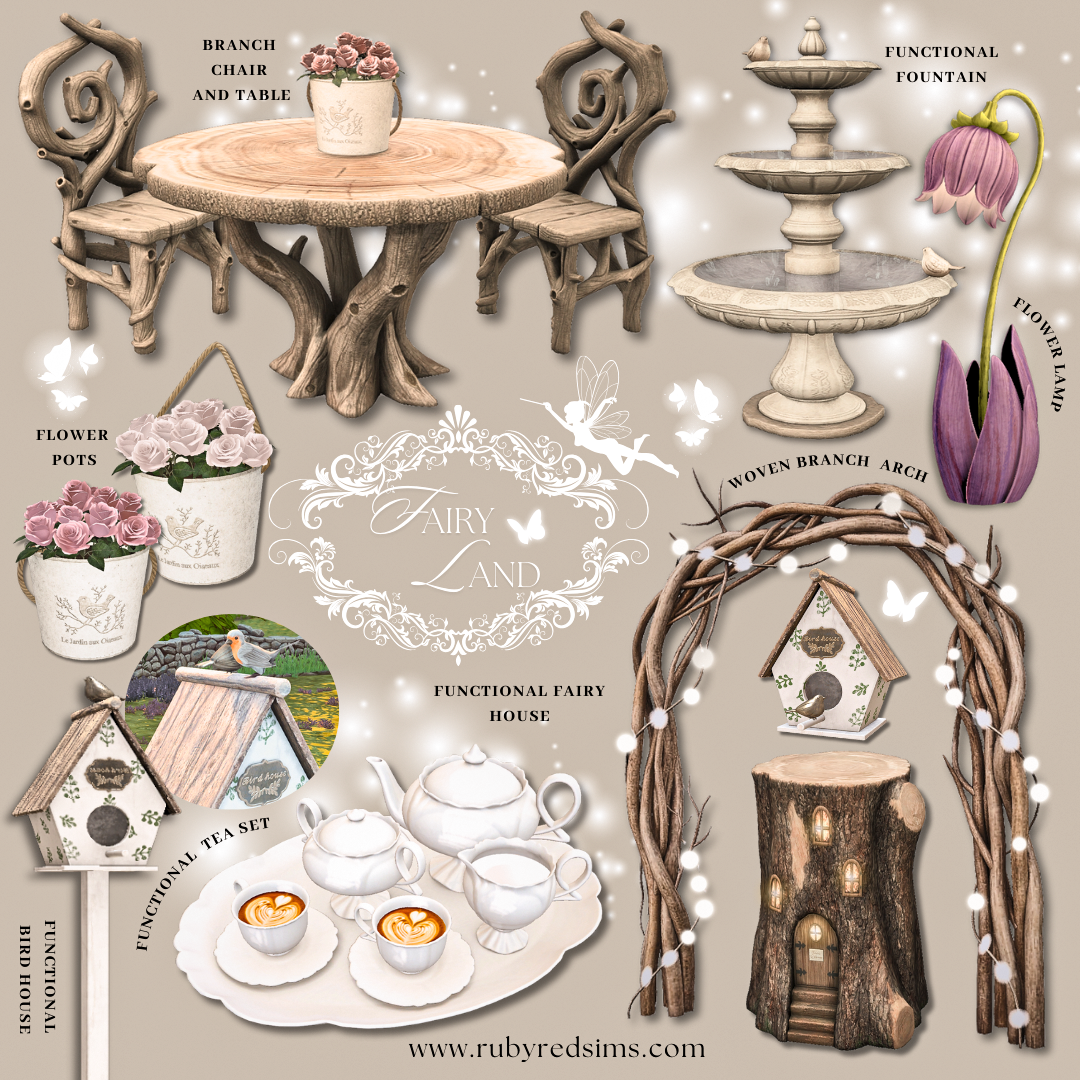 Набор "Fairy Land Decor Set" для Симс 4. Скачать мод