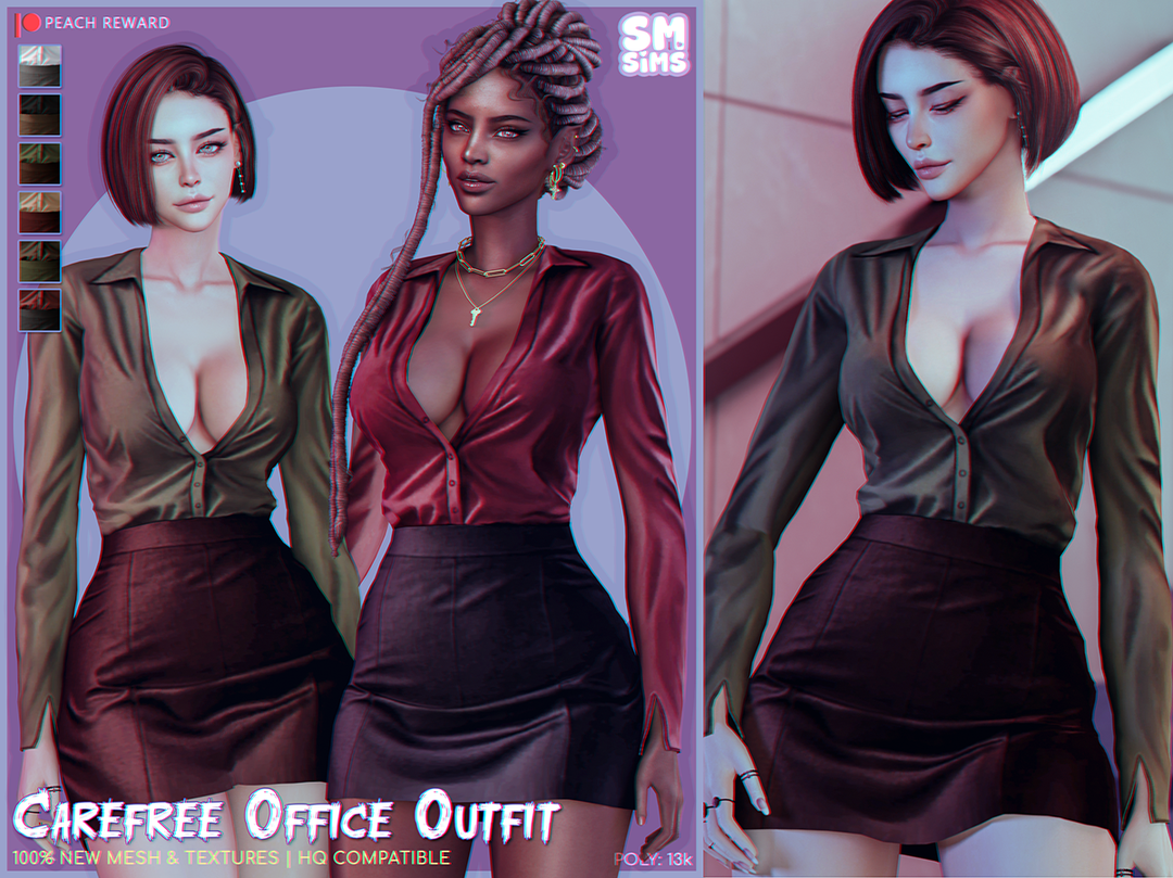 PEACH | Carefree Office Outfit для Симс 4. Скачать мод