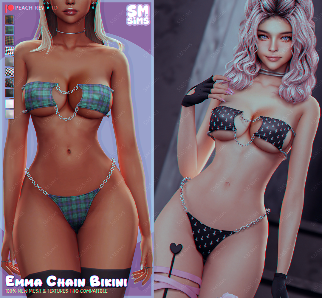 PEACH | Emma Chain Bikini для Симс 4. Скачать мод