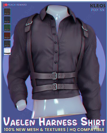 PEACH | Vaelen Harness Shirt от Kleos Sims для Симс 4. Скачать мод