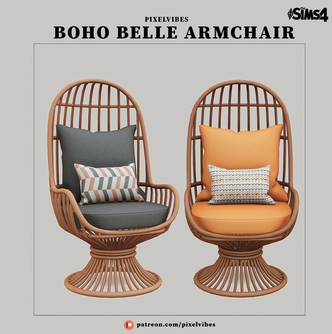 Pixel Vibes - Boho Belle Armchair для Симс 4. Скачать мод