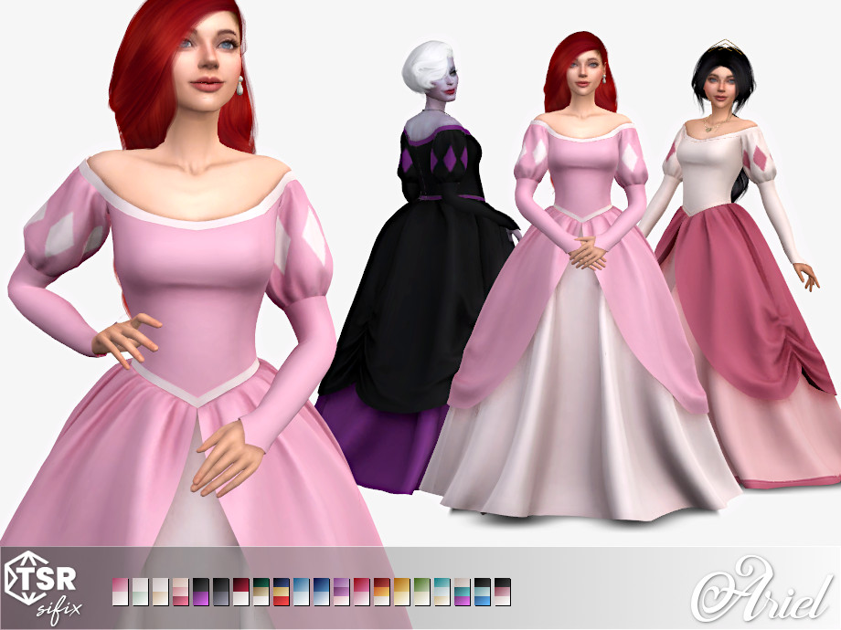 Платье Ариэль Ariel Dress II by Sifix для Симс 4. Скачать мод