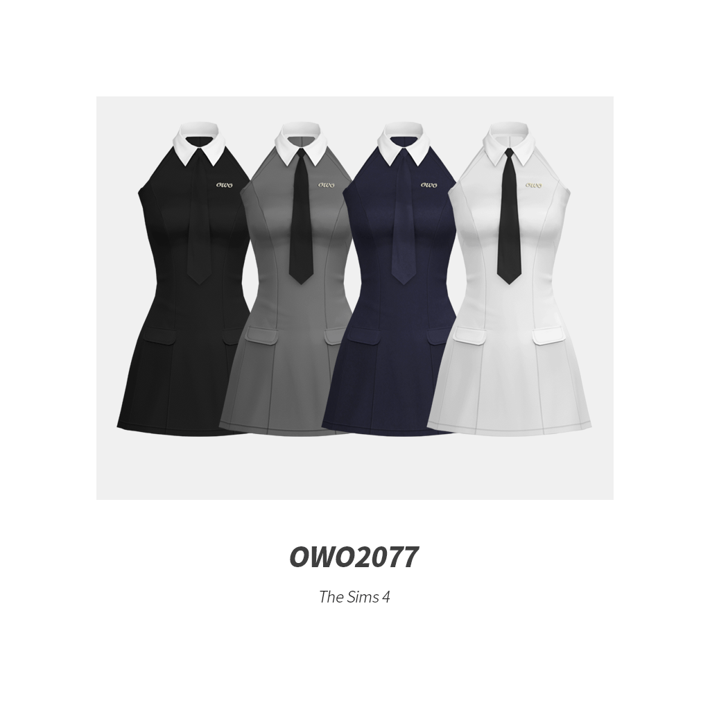 🩶Платье - Chic Halter Neck Tie Dress для Симс 4. Скачать мод
