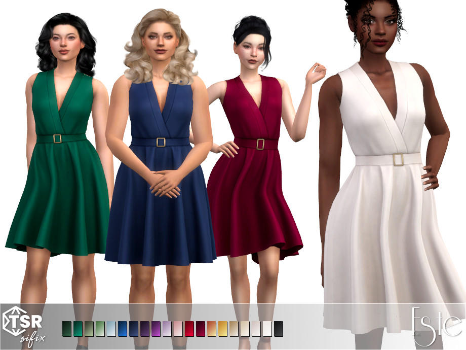 Платье Este Dress by Sifix для Симс 4. Скачать мод