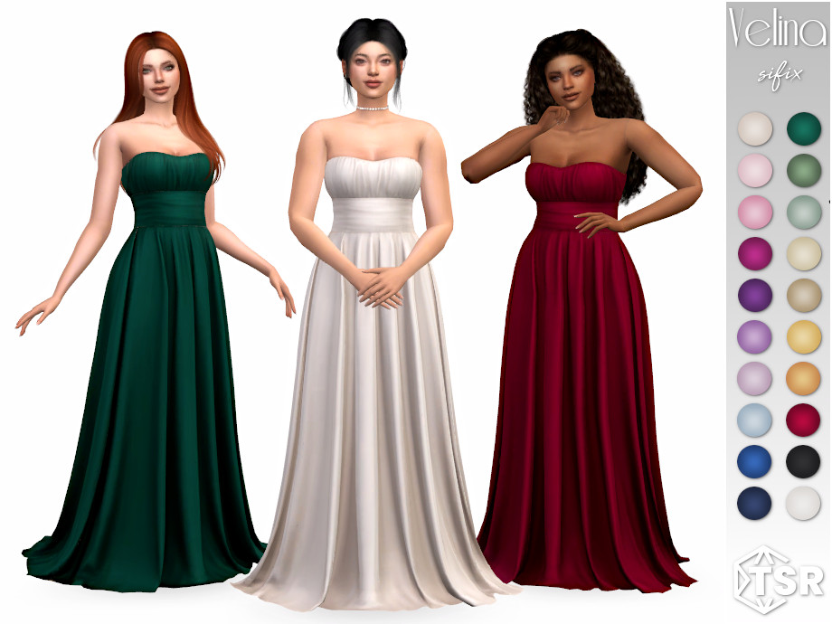 Платье Velina Gown by Sifix для Симс 4. Скачать мод