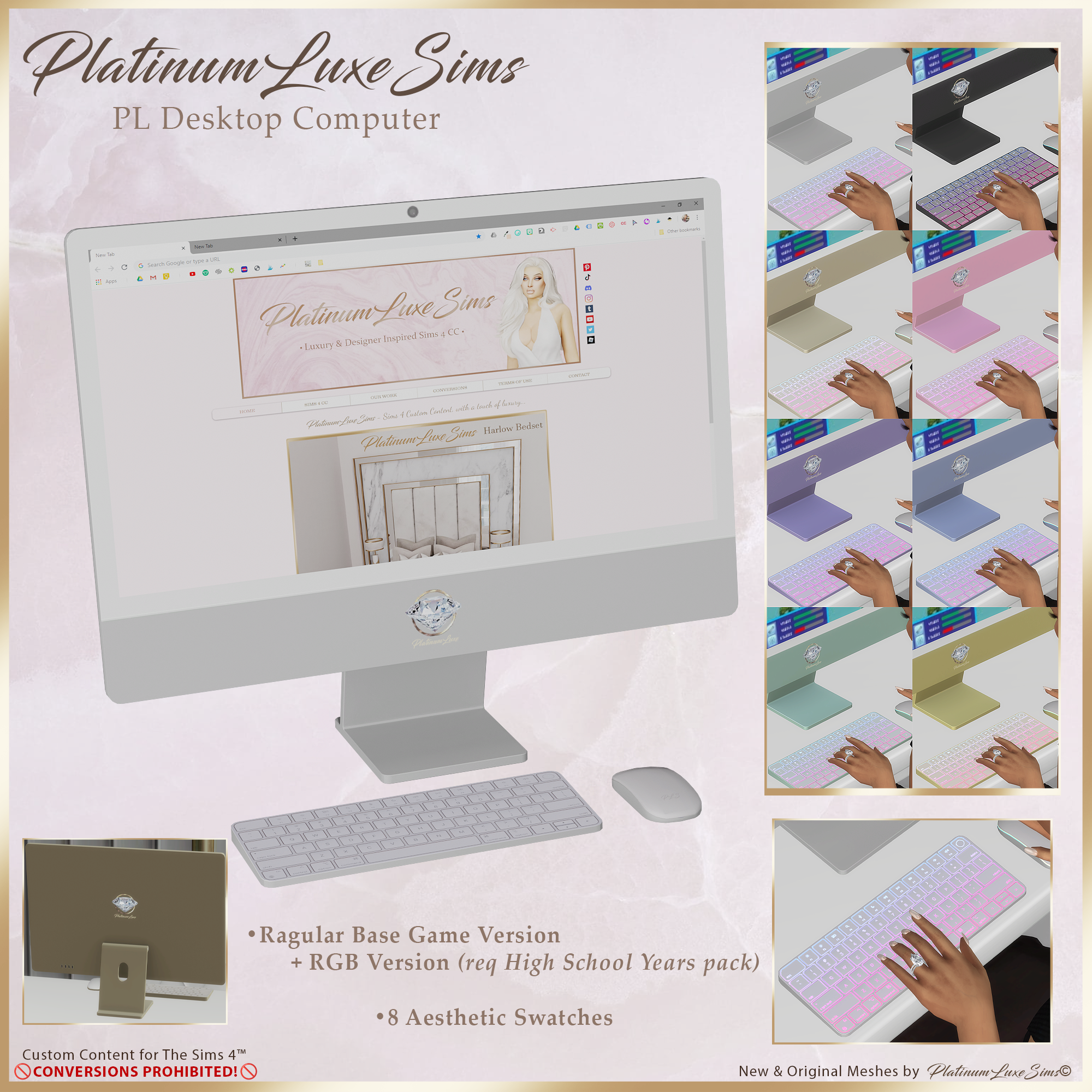 PlatinumLuxeSims -  Desktop Computer  для Симс 4. Скачать мод