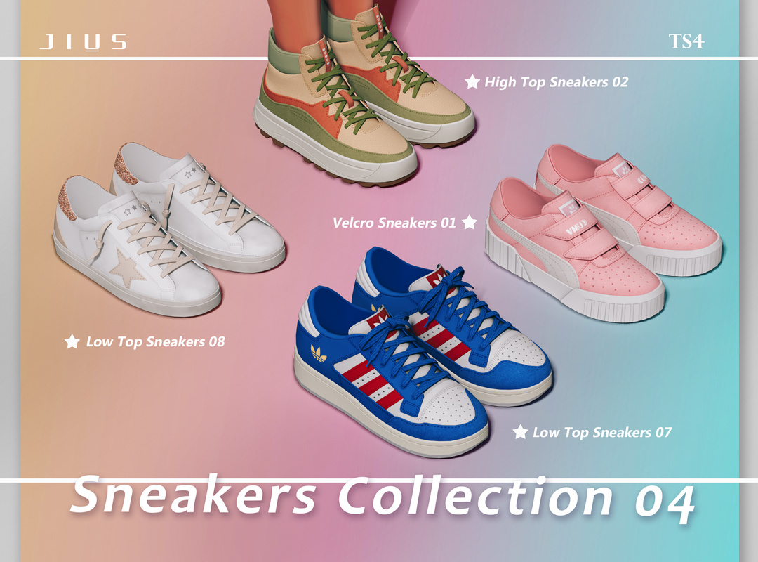 Сет женской и мужской обуви - Sneakers Collection 04 для Симс 4. Скачать мод