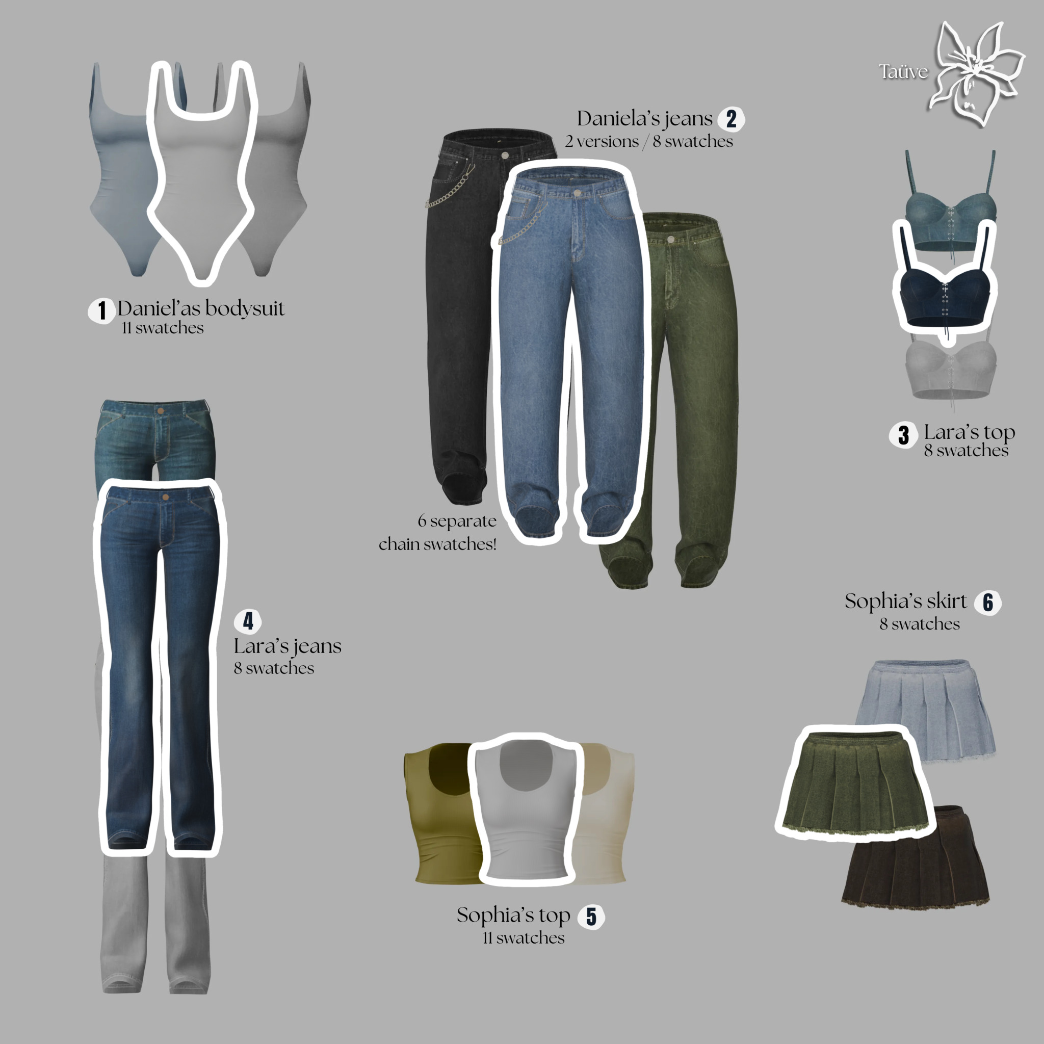 Сет женской одежды - KATSEYE X GAP - CLOTHING SET для Симс 4. Скачать мод