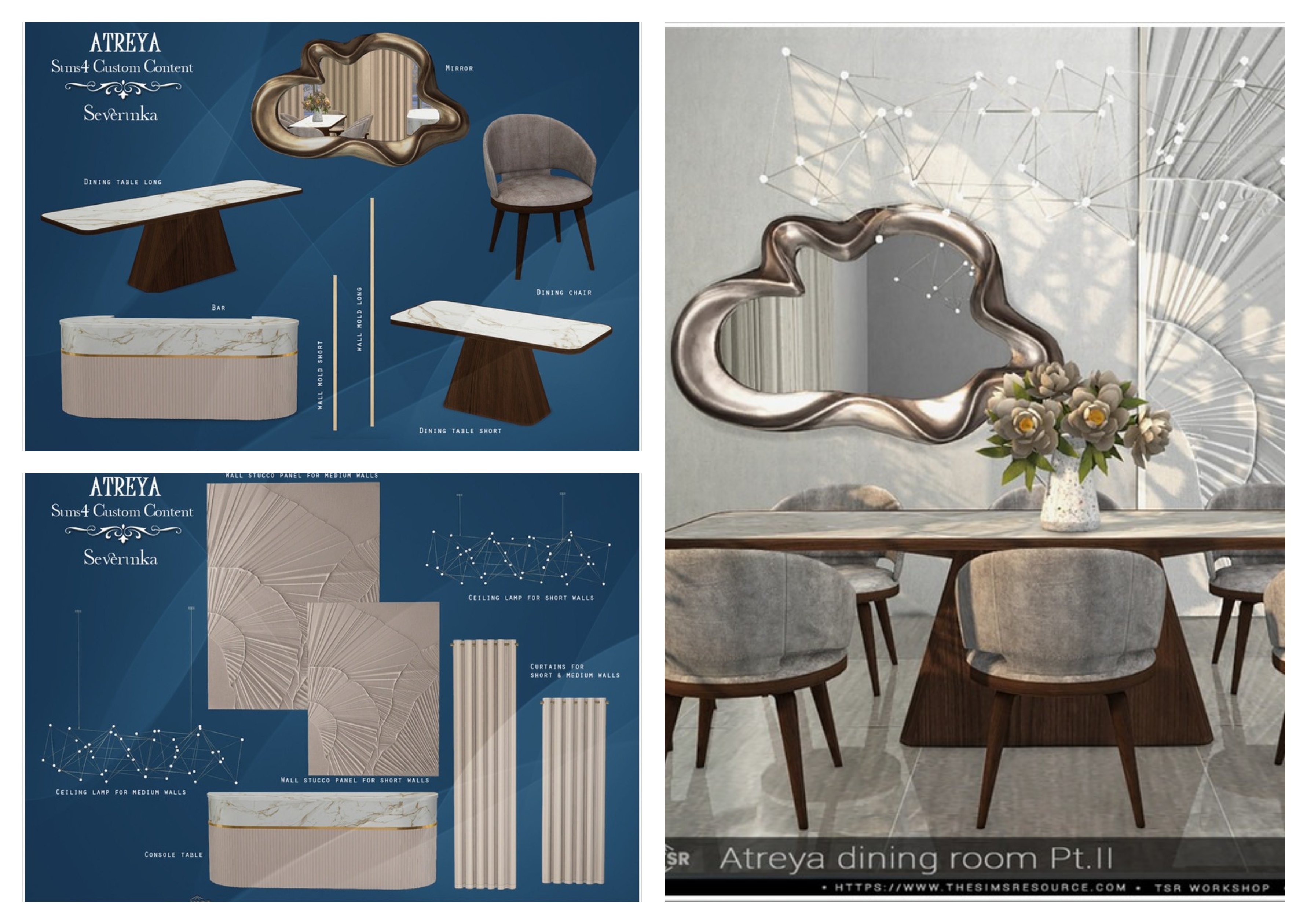 Severinka_ - Atreya dining room Pt.I + Pt.II для Симс 4. Скачать мод