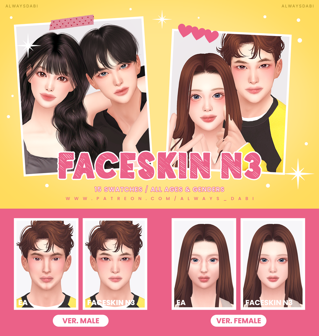 Скин для лица - Face Skin N3 для Симс 4. Скачать мод