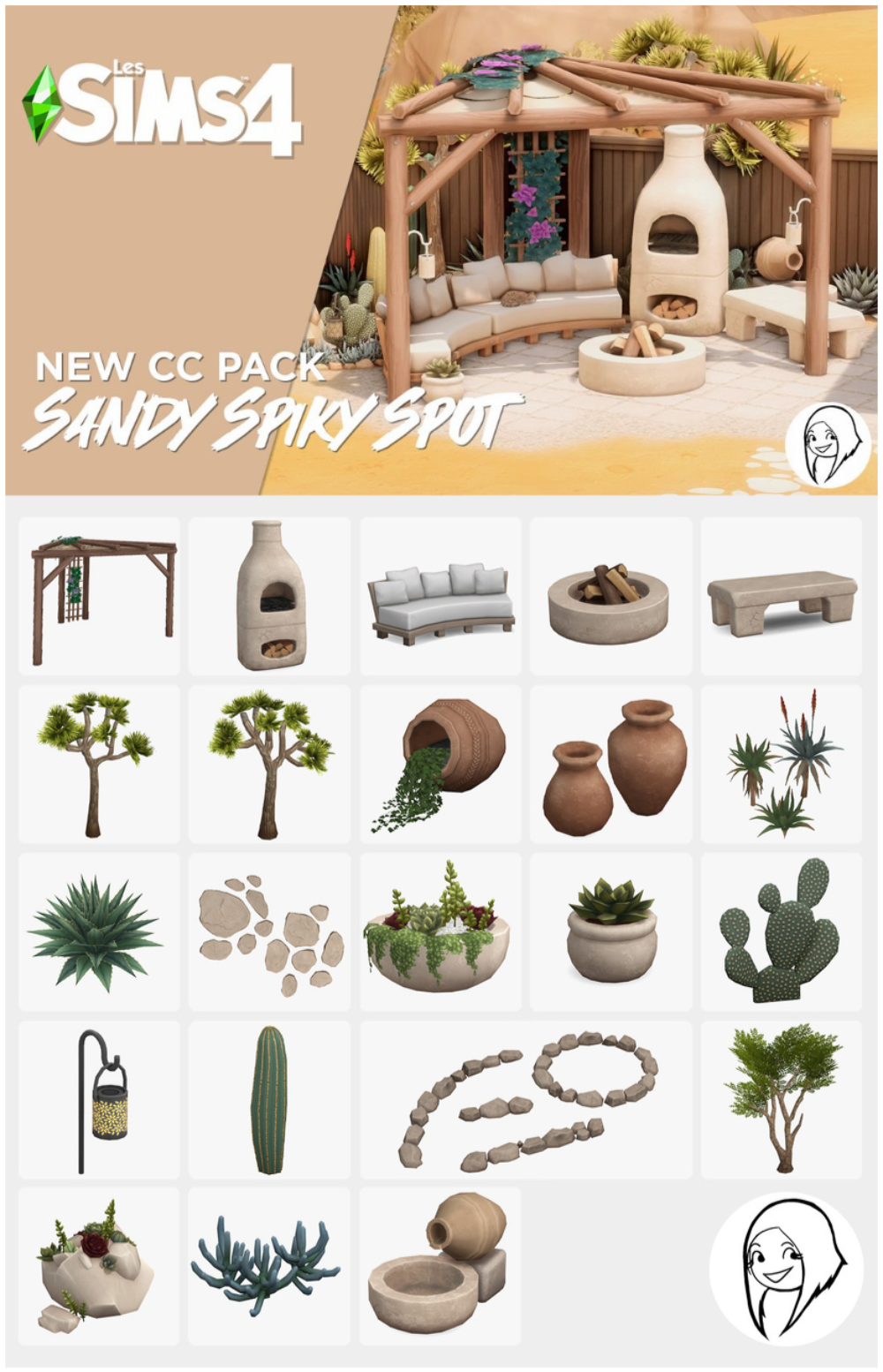 Syboulette - Sandy Spiky Spot🌵☀️ для Симс 4. Скачать мод
