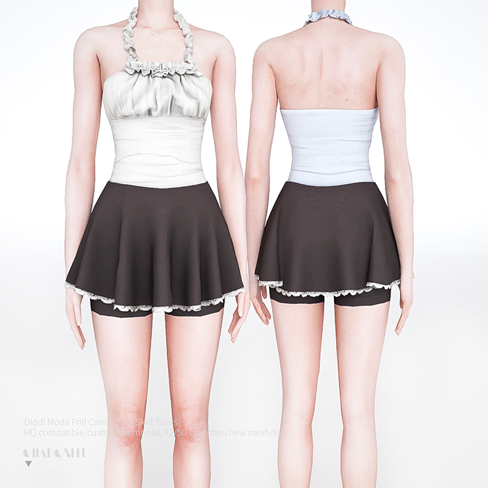 Топ и юбка-шорты - Diddi Moda Frill Camisole & Skirt Pants для Симс 4. Скачать мод