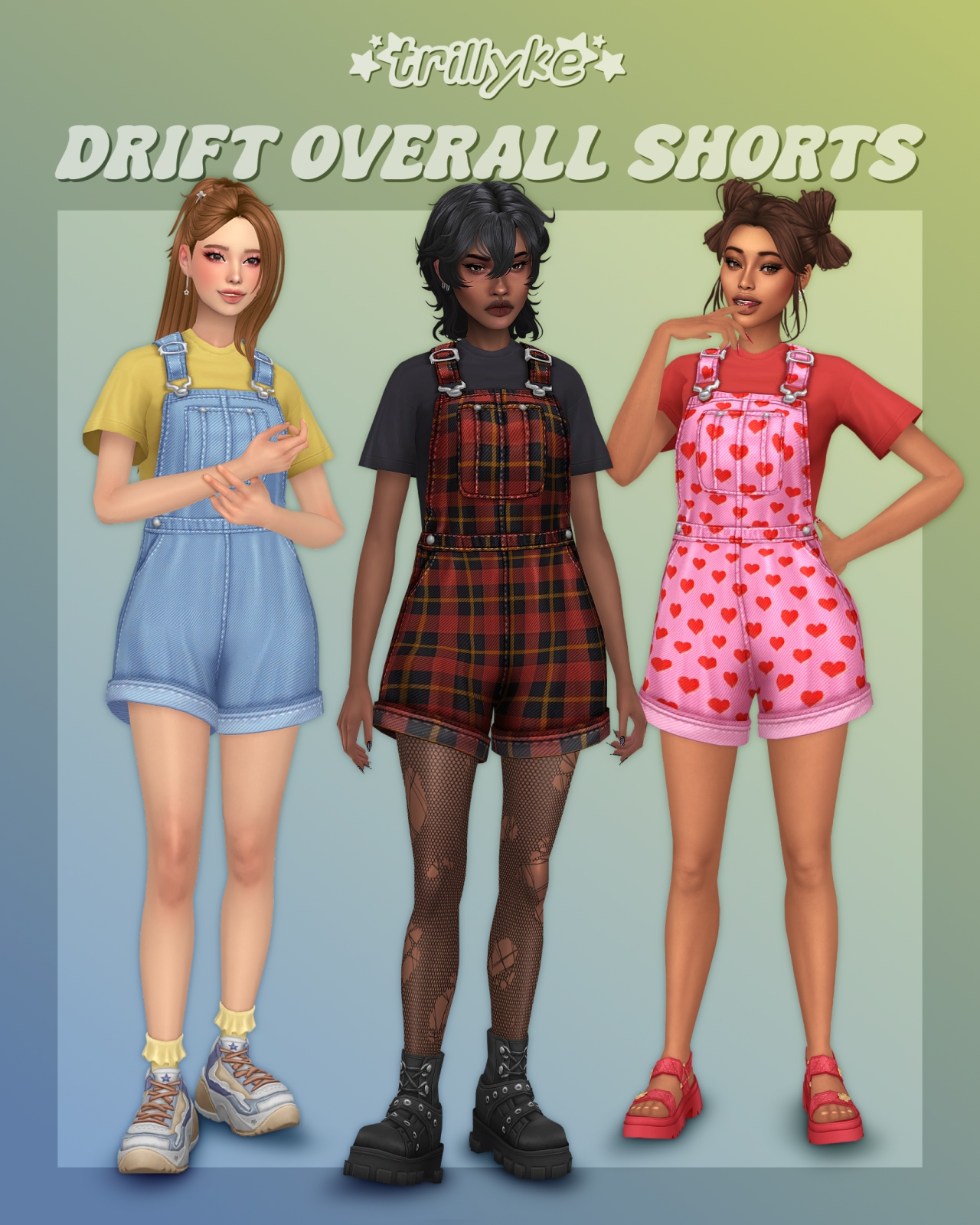 ❤️Trillyke - Drift Overall Shorts❤️ для Симс 4. Скачать мод