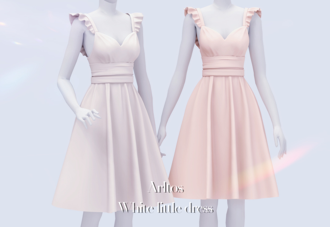 White little dress  для Симс 4. Скачать мод