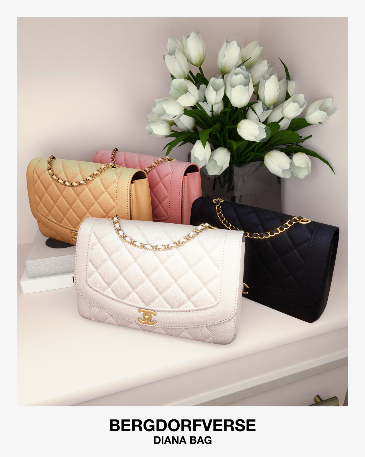 Женская сумка - Chanel Diana Bag для Симс 4. Скачать мод