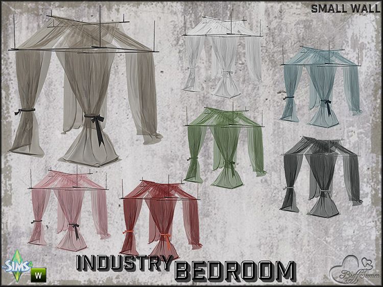 BuffSumm - Bedroom Industry Canopy Sheer for Small Wall для Симс 4. Скачать мод