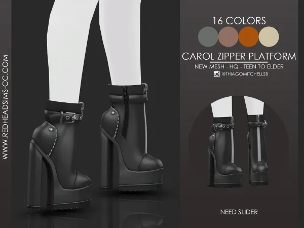CAROL ZIPPER PLATFORM - redheadsim для Симс 4. Скачать мод  CAROL ZIPPER PLATFORM - redheadsim для Симс 4. Скачать мод
