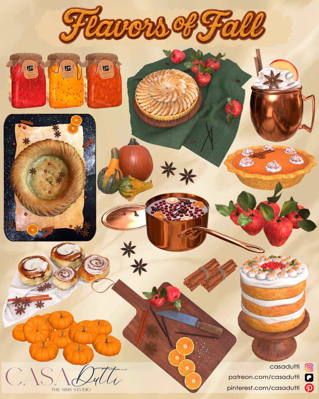 Декоративная еда - Flavors of Fall🍂 для Симс 4. Скачать мод