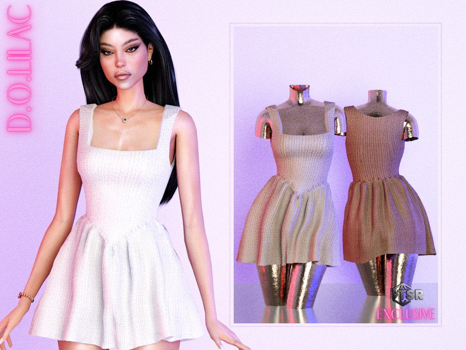 D.O.Lilac - Boucle Mini Dress DO0493 для Симс 4. Скачать мод